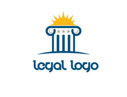abstract pillar with sun logo