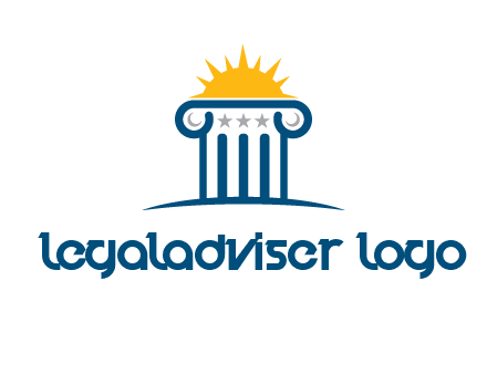abstract pillar with sun logo
