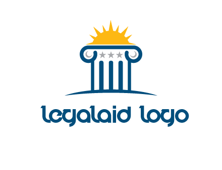 abstract pillar with sun logo