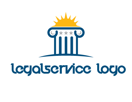 abstract pillar with sun logo