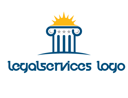 abstract pillar with sun logo