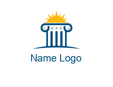 abstract pillar with sun logo