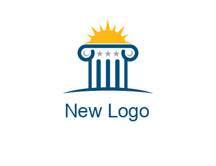 abstract pillar with sun logo