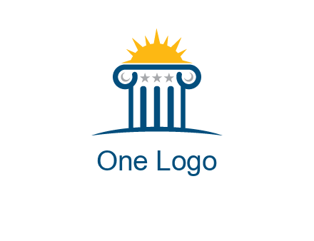abstract pillar with sun logo