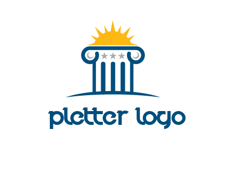 abstract pillar with sun logo