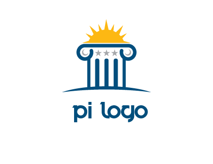 abstract pillar with sun logo