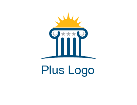abstract pillar with sun logo