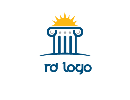 abstract pillar with sun logo