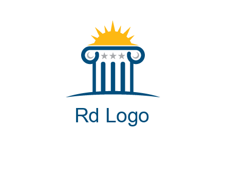 abstract pillar with sun logo