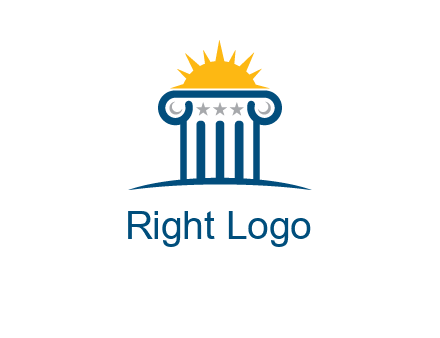 abstract pillar with sun logo
