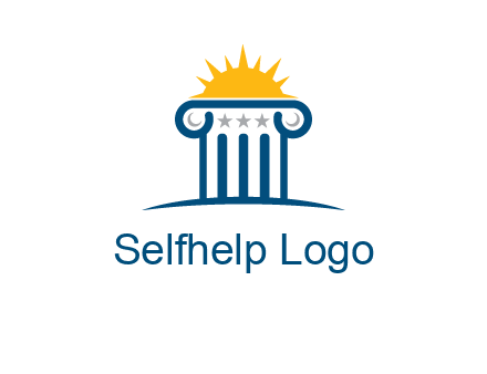 abstract pillar with sun logo