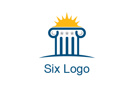 abstract pillar with sun logo