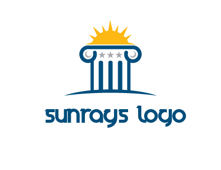 abstract pillar with sun logo