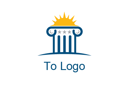 abstract pillar with sun logo