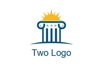 abstract pillar with sun logo