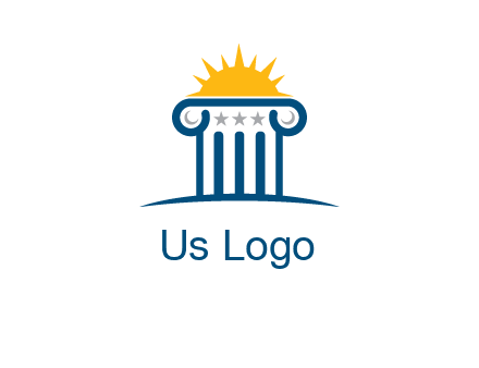 abstract pillar with sun logo