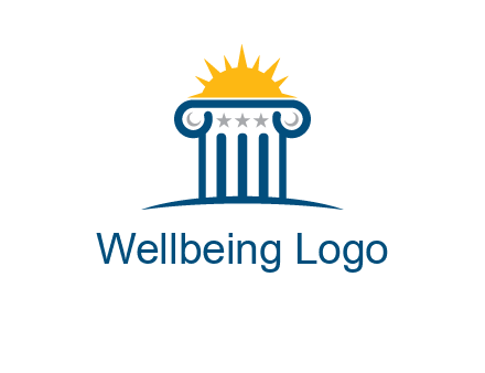abstract pillar with sun logo