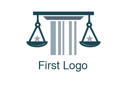 abstract column with scale and stars logo