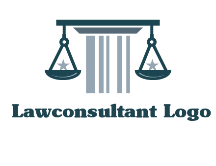 abstract column with scale and stars logo