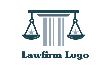 abstract column with scale and stars logo