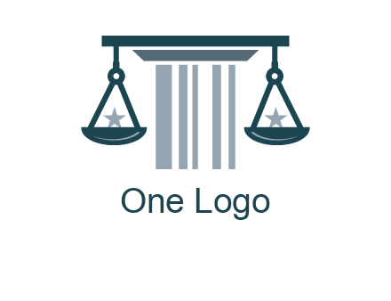 abstract column with scale and stars logo