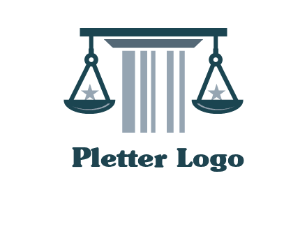abstract column with scale and stars logo