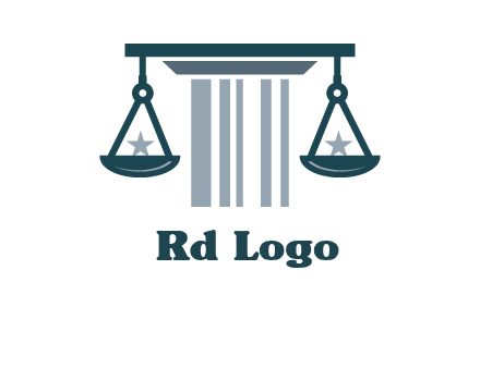 abstract column with scale and stars logo