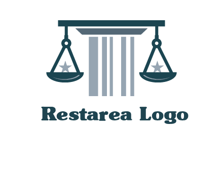 abstract column with scale and stars logo