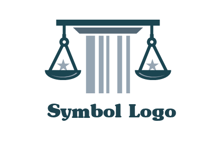 abstract column with scale and stars logo