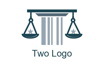 abstract column with scale and stars logo