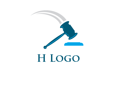 gavel with swooshes logo