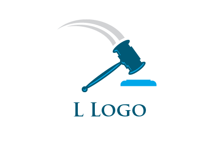 gavel with swooshes logo