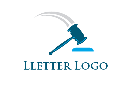 gavel with swooshes logo