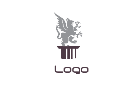 mythical lion standing on the column logo