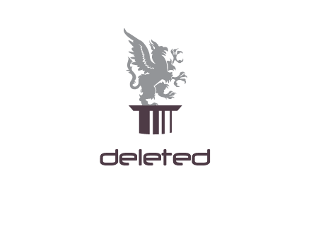 mythical lion standing on the column logo