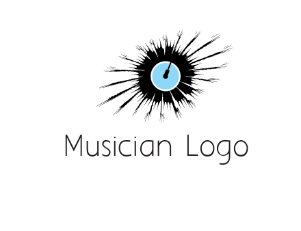 guitar inside the abstract circle logo
