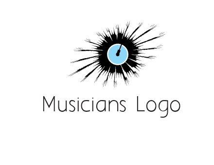 guitar inside the abstract circle logo