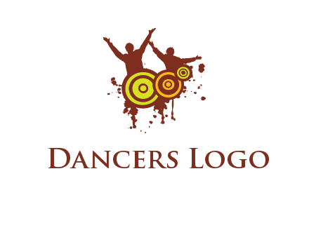 dancing persons behind the speaker logo