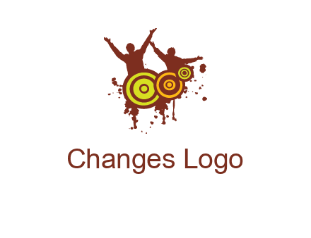 dancing persons behind the speaker logo