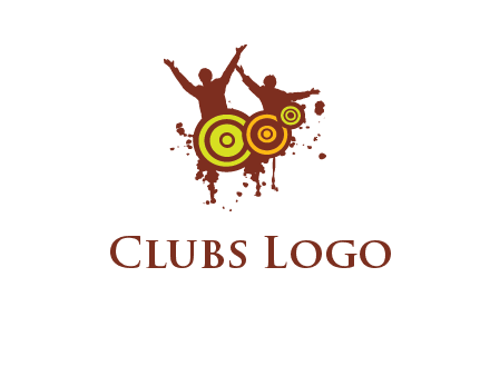 dancing persons behind the speaker logo