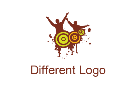 dancing persons behind the speaker logo