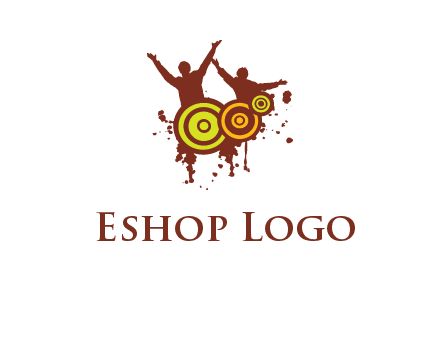 dancing persons behind the speaker logo