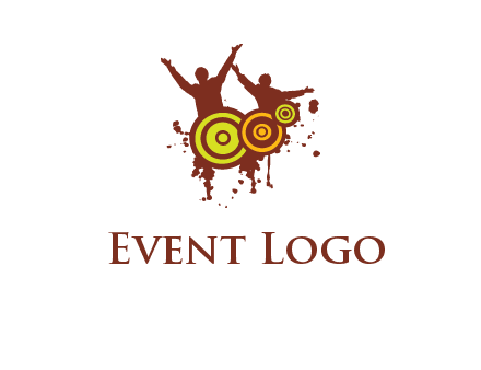 dancing persons behind the speaker logo