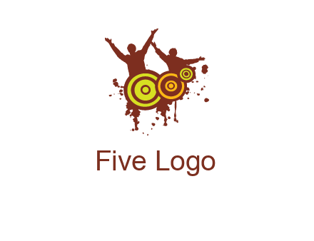 dancing persons behind the speaker logo