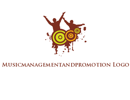 dancing persons behind the speaker logo