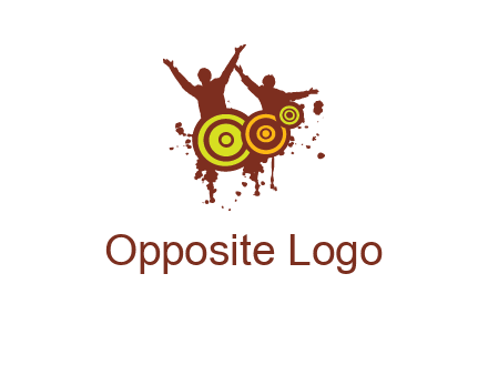 dancing persons behind the speaker logo