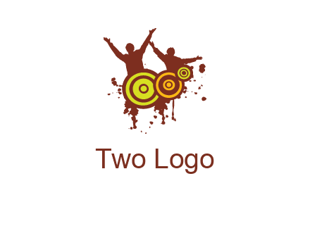 dancing persons behind the speaker logo