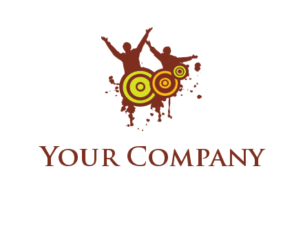 dancing persons behind the speaker logo