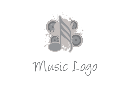music note inside the splash with speakers logo