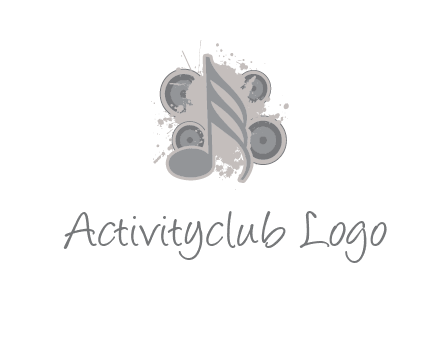 music note inside the splash with speakers logo